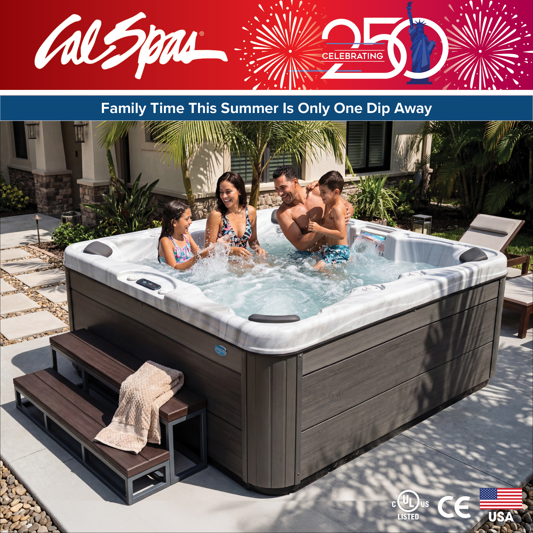 Calspas hot tub being used in a family setting - Lenexa